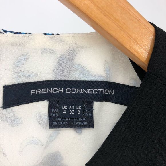 French Connection Porcelain Sheen Tunic Dress Floral Elbow Sleeve size 0 NWT - Picture 10 of 12